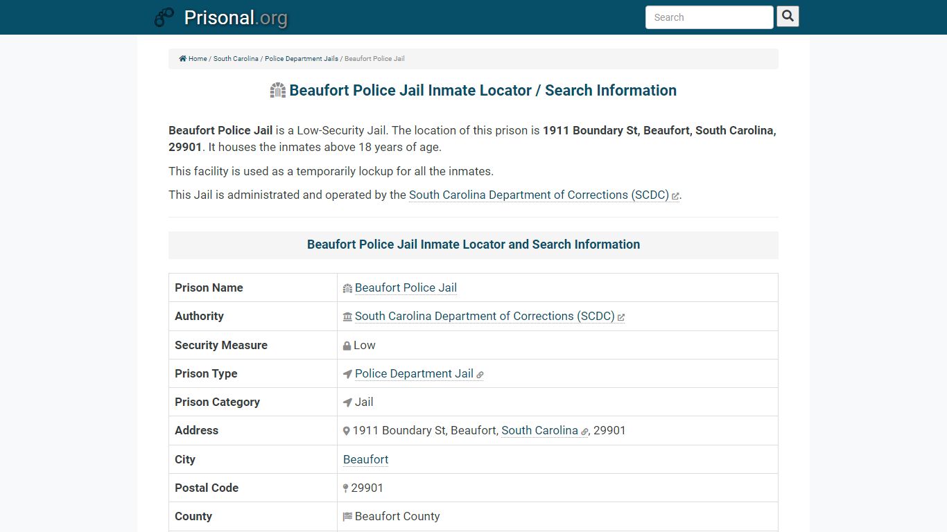 Beaufort Police Jail-Inmate Locator/Search Info, Phone ...